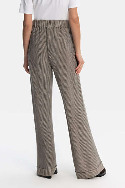 GRİ FİTİLLİ WIDE LEG PANTOLON 3