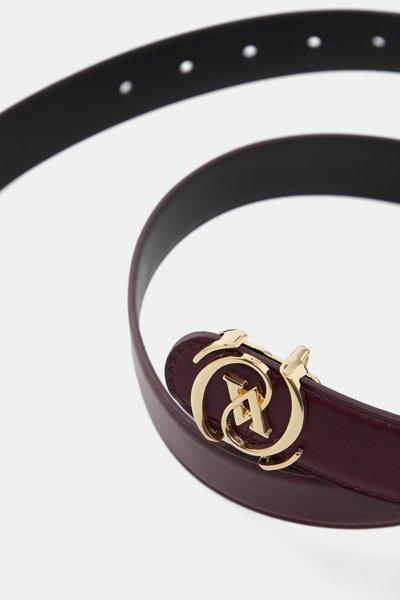 Vakko Bordo Monogram Deri Kemer