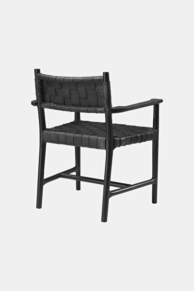 DINING CHAIR TIBERIO WITH ARM BLACK LEAT 3