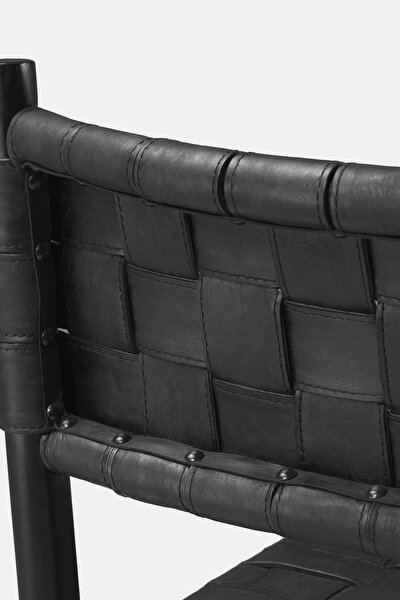 DINING CHAIR TIBERIO WITH ARM BLACK LEAT 4