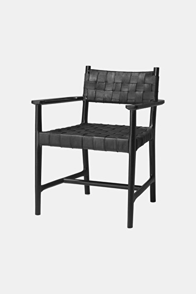 DINING CHAIR TIBERIO WITH ARM BLACK LEAT 5