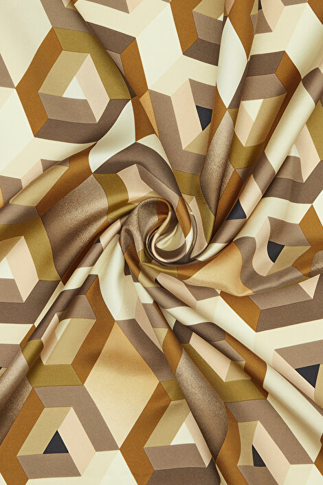 CAMEL GEOMETRIK DESENLI TWILL EŞARP_3