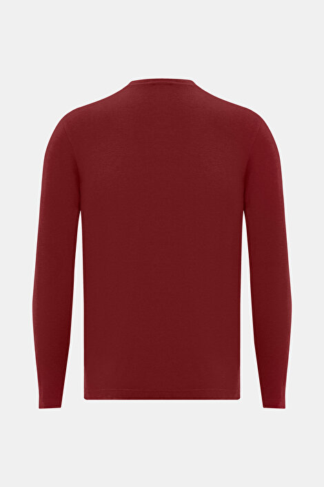 BORDO O YAKA UZUN KOLLU T-SHIRT_2