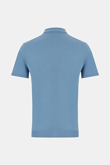 KOYU MAVI POLO YAKA KISA KOLLU T-SHIRT_2
