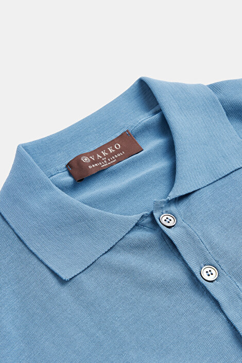 KOYU MAVI POLO YAKA KISA KOLLU T-SHIRT_3