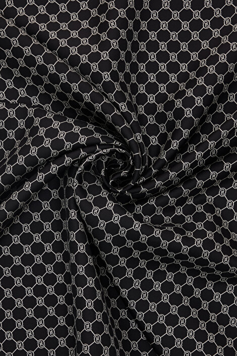 SIYAH MONOGRAM TWILL EŞARP_2