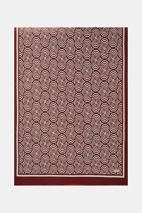 BORDO GEOMETRIK DESENLI TWILL EŞARP