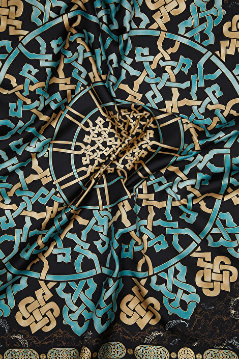 KAHVE GEOMETRİK DESENLİ TWILL EŞARP_3