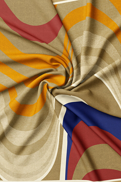 CAMEL GEOMETRİK DESENLİ TWILL EŞARP_2