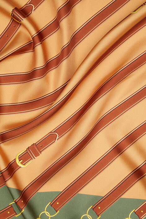 TURUNCU GEOMETRİK DESENLİ TWILL EŞARP_3