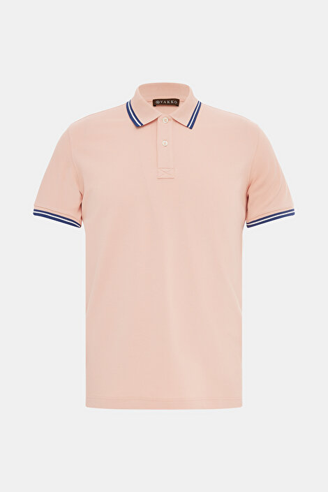 PEMBE POLO YAKA KISA KOLLU T-SHİRT