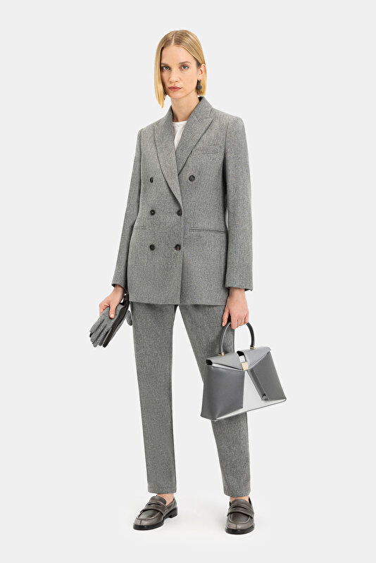 GREY SURPLICE NECKLINE (CROSS-OVER NECKLINE) JACKET