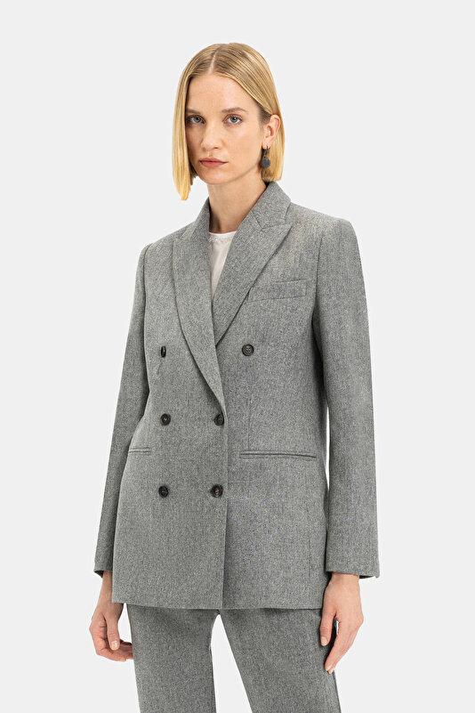 GREY SURPLICE NECKLINE (CROSS-OVER NECKLINE) JACKET 3