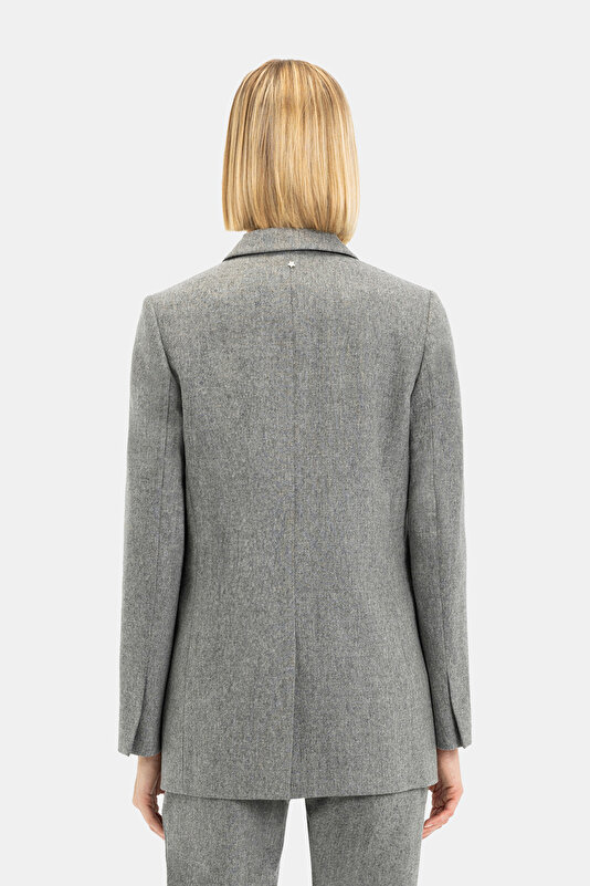 GREY SURPLICE NECKLINE (CROSS-OVER NECKLINE) JACKET 4