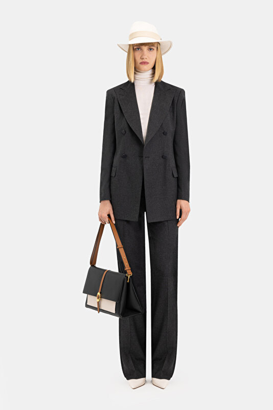 ANTHRACITE SURPLICE NECKLINE (CROSS-OVER NECKLINE) JACKET