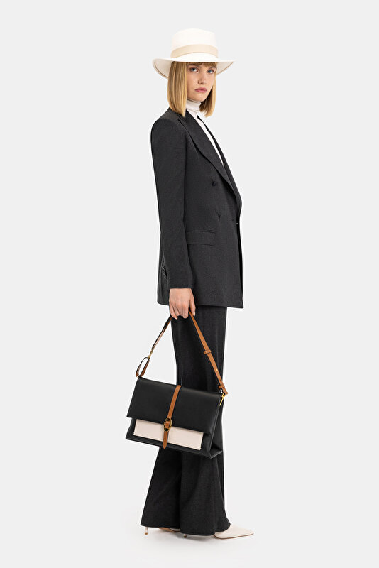 ANTHRACITE SURPLICE NECKLINE (CROSS-OVER NECKLINE) JACKET 2