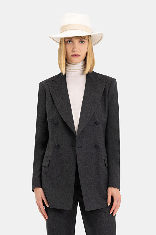ANTHRACITE SURPLICE NECKLINE (CROSS-OVER NECKLINE) JACKET 3