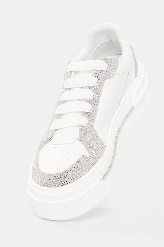 SILVER LEATHER SNEAKER KADIN 4