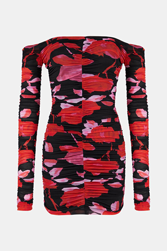 MULTICOLOR DESIGN FILLED MINI DRESS 3