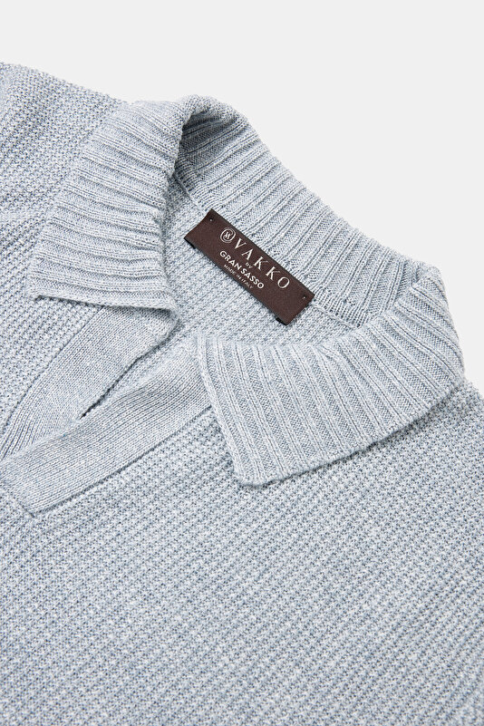 GREY POLO NECK SHORT SLEEVE TSHIRT 3