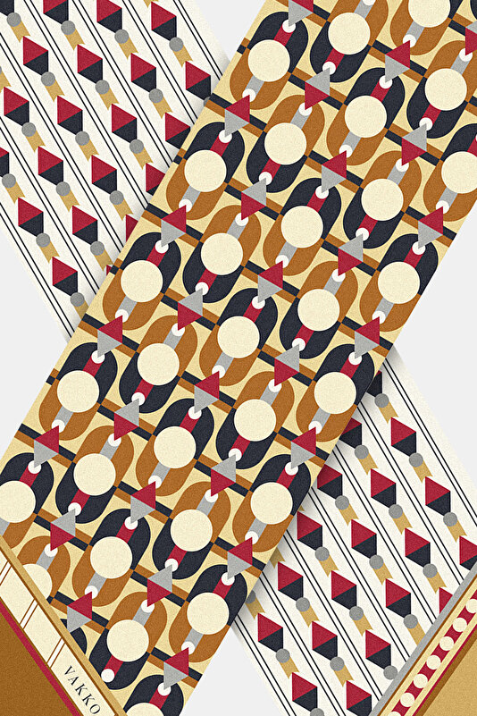 CAMEL GEOMETRİK DESENLİ TWILL FULAR 3