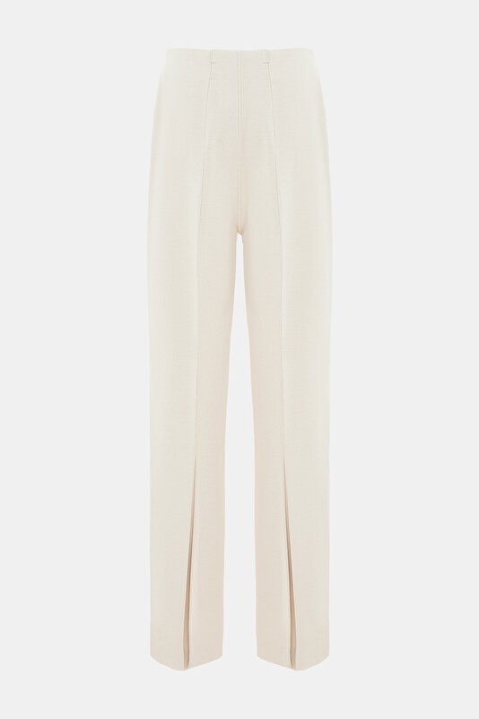 CLOSE FIT CREAM STRAIGHT CUT TROUSERS 4