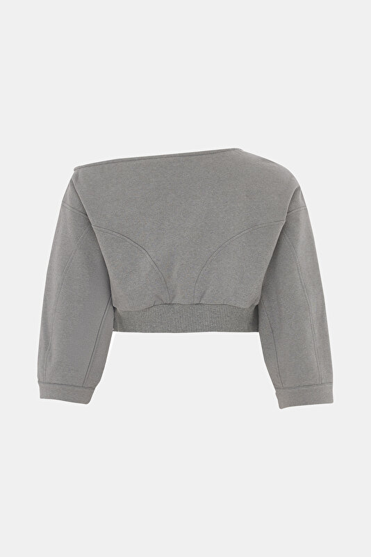 LIGHT GREY BOAT NECK SWEATSHIRT 2