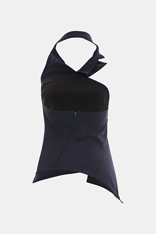 NAVY BLUE SLEEVELESS SUSPENDER BLOUSE 2
