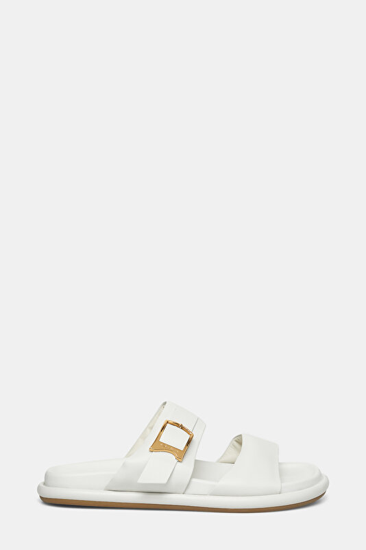 WHITE LEATHER SLIPPER