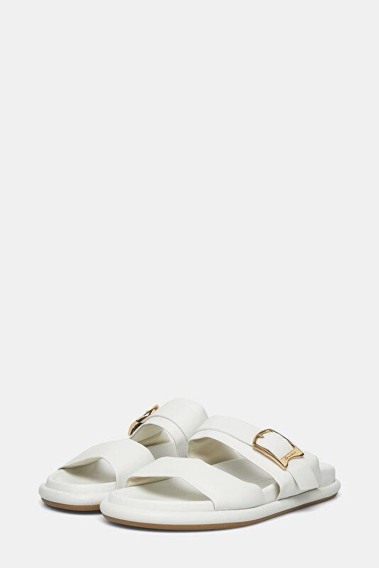 WHITE LEATHER SLIPPER 2