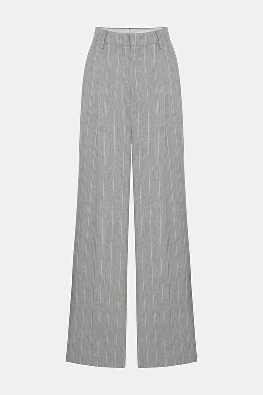 GREY STRIPED PATTERNED WIDE LEG TROUSERS 4