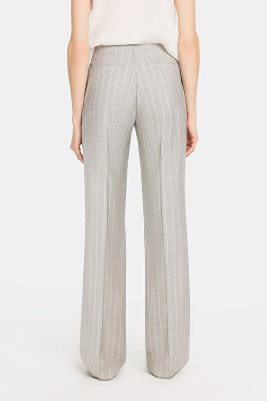 GREY STRIPED PATTERNED WIDE LEG TROUSERS 3