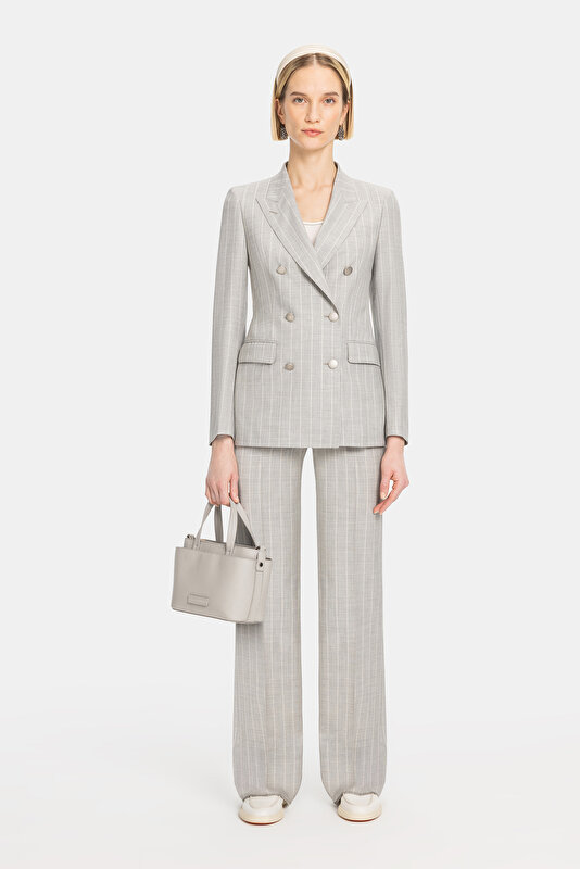 GREY SURPLICE NECKLINE (CROSS-OVER NECKLINE) JACKET