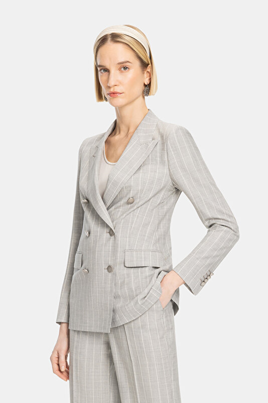 GREY SURPLICE NECKLINE (CROSS-OVER NECKLINE) JACKET 3