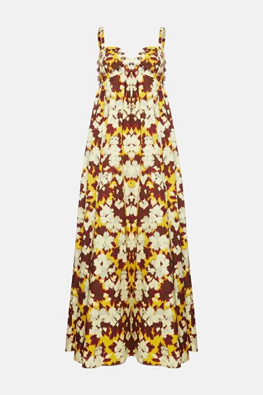 MULTICOLOR FLORAL PATTERN MAXI DRESS