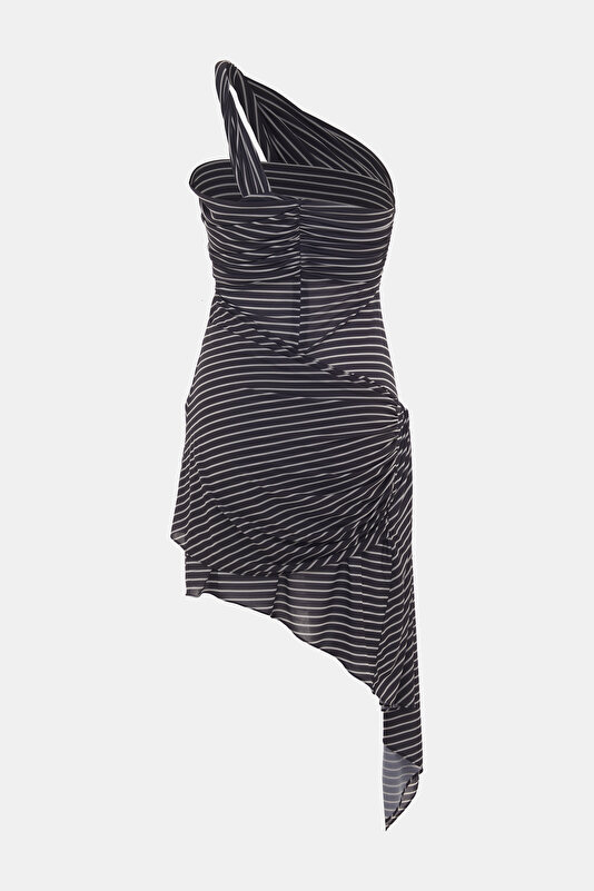 ECRU STRIPED PATTERNED MINI DRESS 2