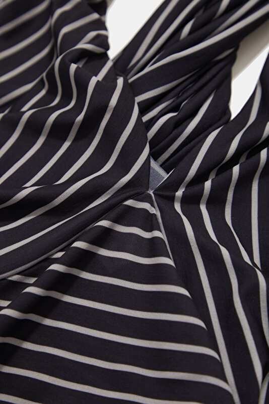 ECRU STRIPED PATTERNED MINI DRESS 4