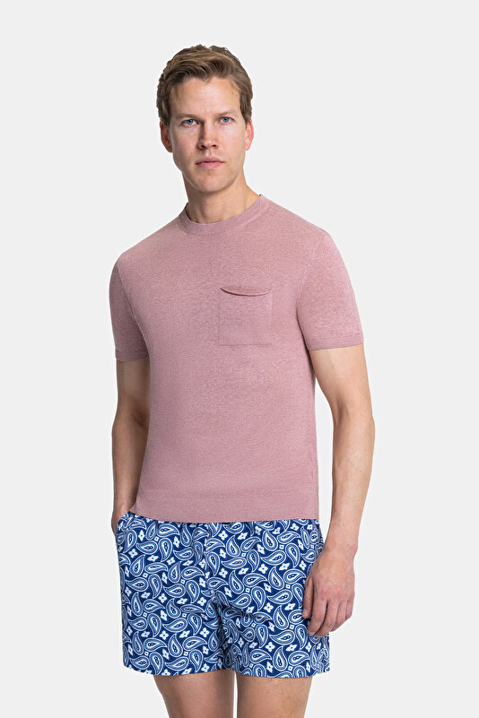 DRIED ROSE BASIC / ROUND NECKLINE SHORT SLEEVE TSHIRT