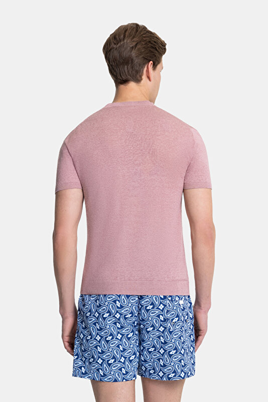 DRIED ROSE BASIC / ROUND NECKLINE SHORT SLEEVE TSHIRT 2