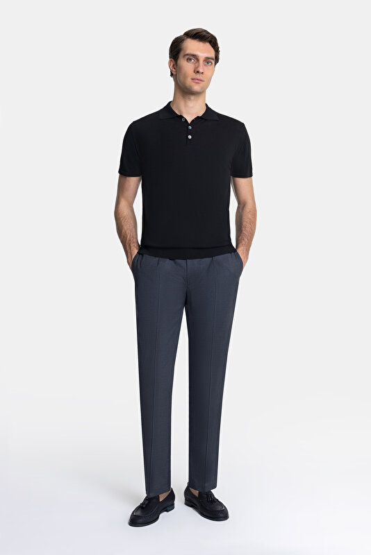 BLACK POLO NECK SHORT SLEEVE TSHIRT 4