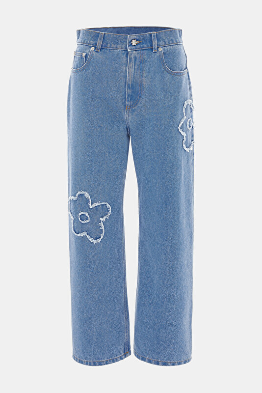 BLUE STRAIGHT CUT JEANS TROUSERS