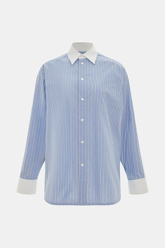 WHITE STRIPED PATTERNED SHIRT