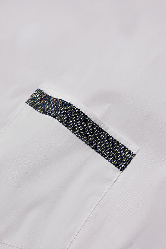WHITE BASIC / ROUND NECKLINE SHORT SLEEVE BLOUSE 4