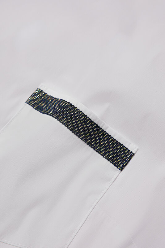 WHITE BASIC / ROUND NECKLINE SHORT SLEEVE BLOUSE 4