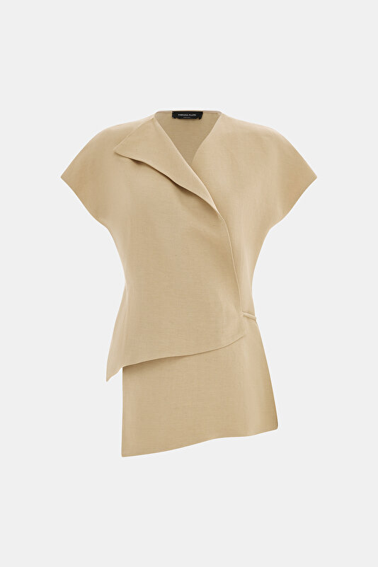BEIGE SHORT SLEEVE BLOUSE