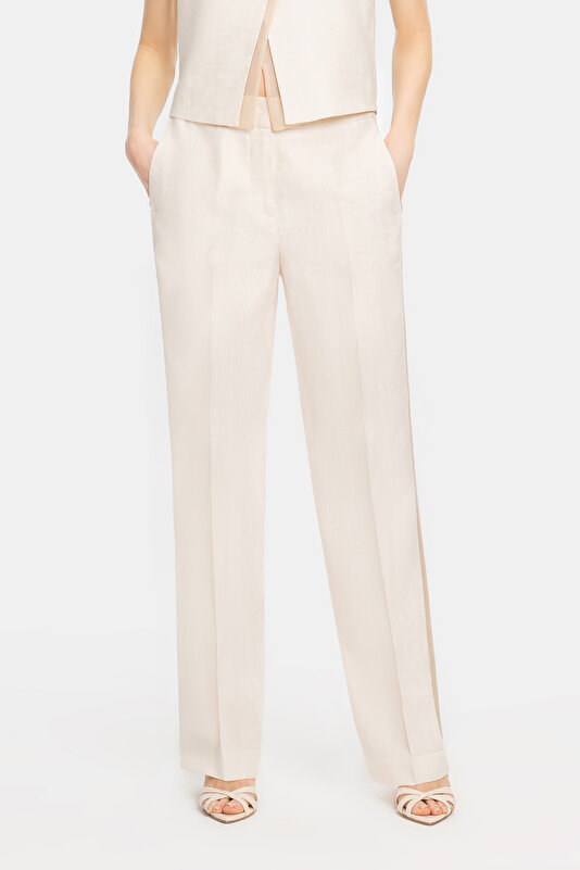 CREAM STRAIGHT CUT TROUSERS 2