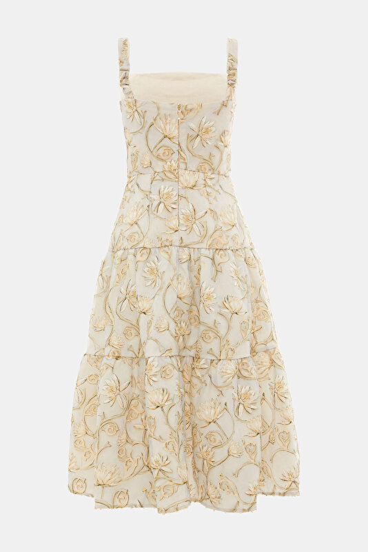 GREY FLORAL PATTERN MIDI DRESS 2