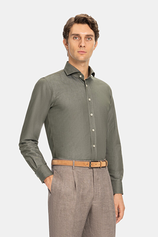 PAMUK KETEN TWILL SPOR GÖMLEK