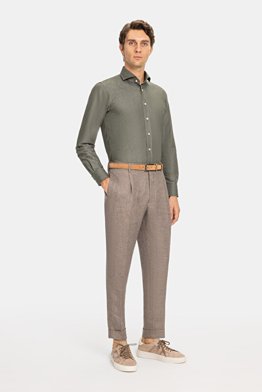 PAMUK KETEN TWILL SPOR GÖMLEK 3