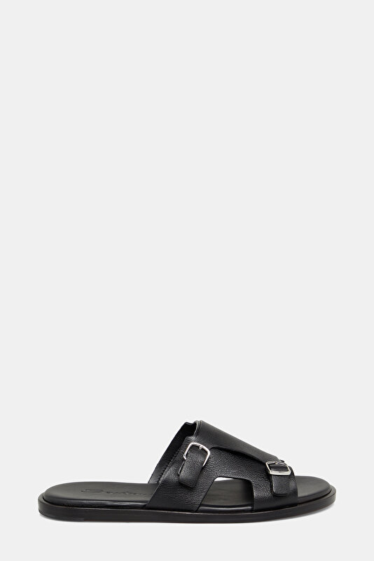 BLACK LEATHER SLIPPER